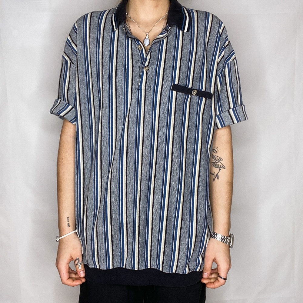 Safe Harbor Sportswear Vertical Striped Polo